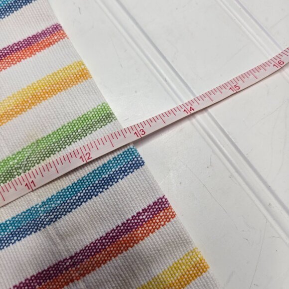 (8) Vintage Fabric Placemats Rainbow Striped Vinyl/Plastic Backing Homemade - Picture 8 of 9